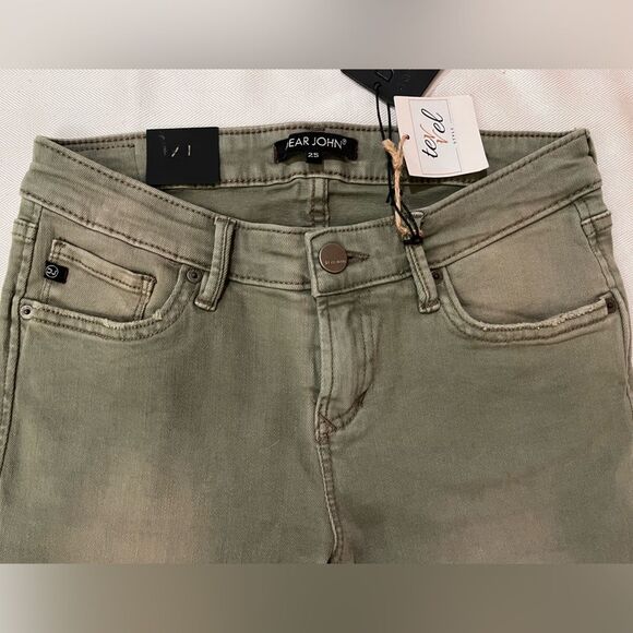Dear John Stretch skinny mid-rise jeans, raw edge, size 25,‎ NWT color is Mortar - Picture 3 of 9